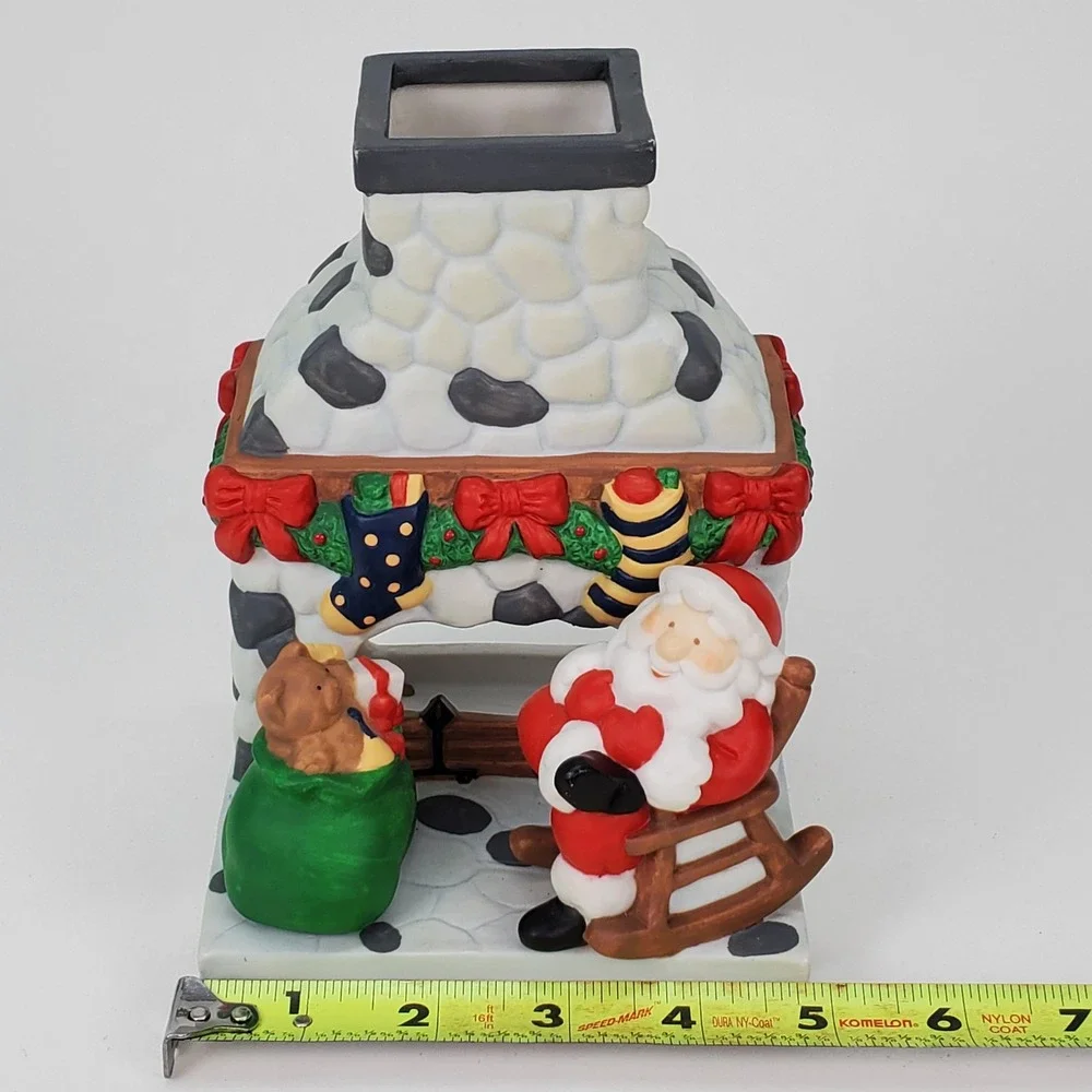 PartyLite Olde‎ World Village Santa at Fireplace Tealight Candle Holder P0261 - Picture 8 of 9